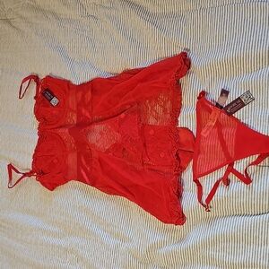 NWT Ladies Size S Intimate Lacy Teddy Top With Panties by Adore Me